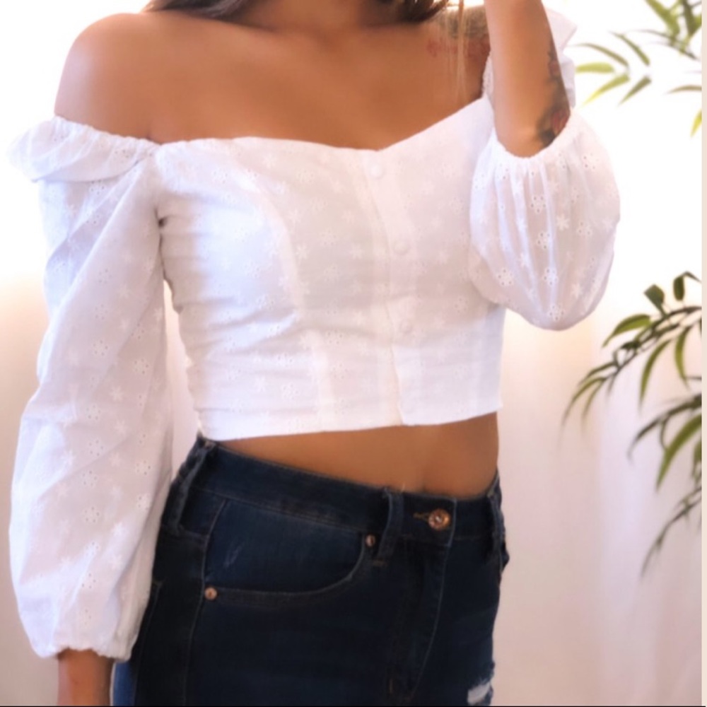 Off the Shoulder Embroidered Top